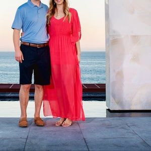 Bisou Bisou Coral flowy maxi dress